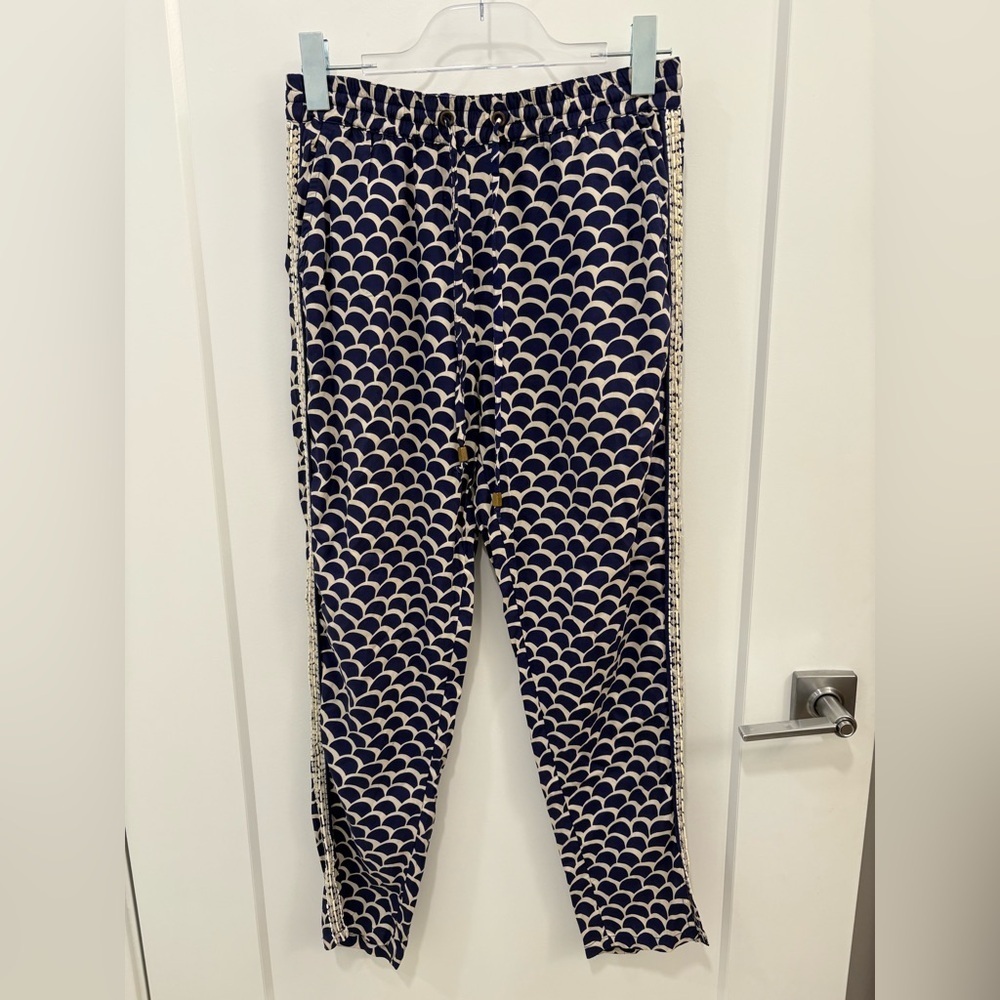 Anthropologie Beaded Joggers in Blue Scallop Motif Size XS - Picture 3 of 16